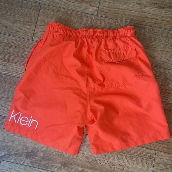 Men's Logo Swim Trunks, size small neon orange - Picture 6 of 9